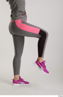 Mia Brown  1 dressed flexing grey leggings leg pink…